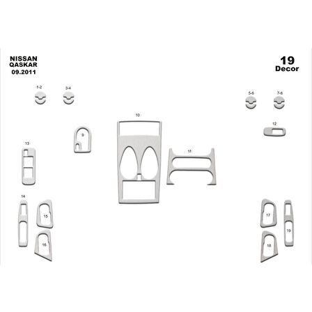 Meriç® Nissan Qashqai Ön Torpido Kaplama 19 Parça 2011-2012