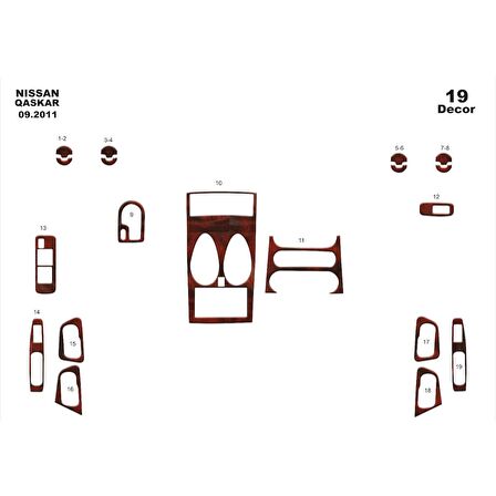Meriç® Nissan Qashqai Ön Torpido Kaplama 19 Parça 2011-2012