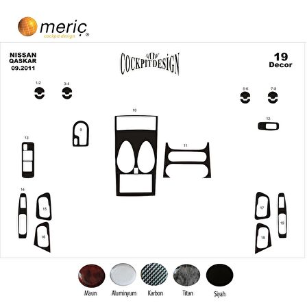 Meriç® Nissan Qashqai Ön Torpido Kaplama 19 Parça 2011-2012