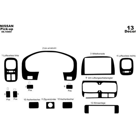 Meriç® Nissan Pick-Up Skystar Ön Torpido Kaplama 13 Prç 1999-2006