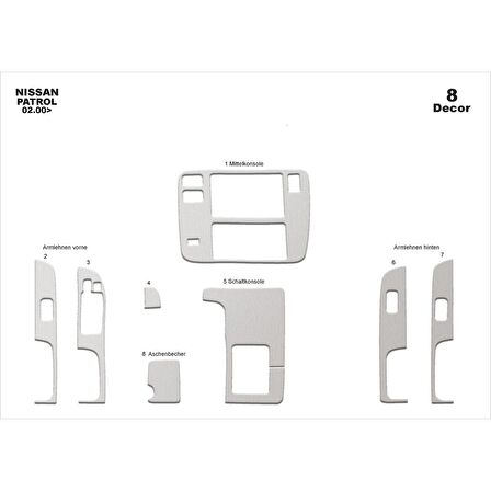 Meriç® Nissan Patrol Ön Torpido Kaplama 8 Parça 2000-2004