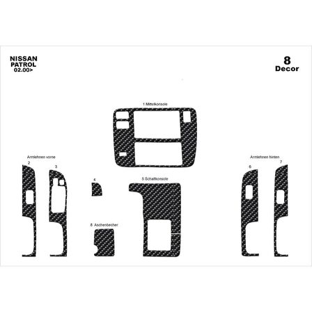 Meriç® Nissan Patrol Ön Torpido Kaplama 8 Parça 2000-2004