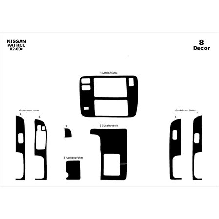 Meriç® Nissan Patrol Ön Torpido Kaplama 8 Parça 2000-2004