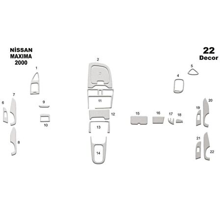 Meriç® Nissan Maxima Ön Torpido Kaplama 22 Parça 2000-2004