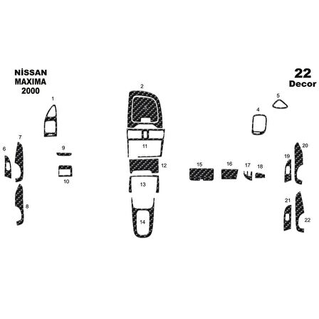 Meriç® Nissan Maxima Ön Torpido Kaplama 22 Parça 2000-2004