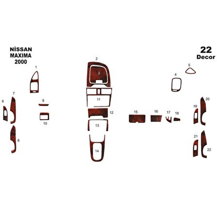 Meriç® Nissan Maxima Ön Torpido Kaplama 22 Parça 2000-2004
