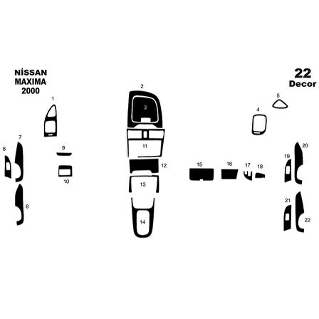 Meriç® Nissan Maxima Ön Torpido Kaplama 22 Parça 2000-2004