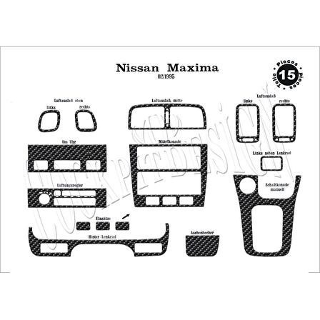 Meriç® Nissan Maxima Ön Torpido Kaplama 15 Parça 1995-2000