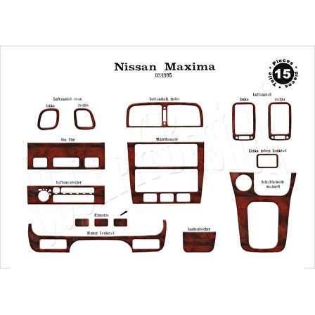 Meriç® Nissan Maxima Ön Torpido Kaplama 15 Parça 1995-2000