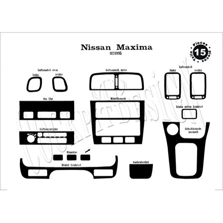 Meriç® Nissan Maxima Ön Torpido Kaplama 15 Parça 1995-2000