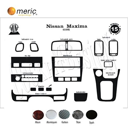 Meriç® Nissan Maxima Ön Torpido Kaplama 15 Parça 1995-2000
