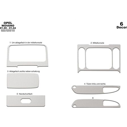 Meriç® Nissan Interstar Ön Torpido Kaplama 6 Parça 1999-2004