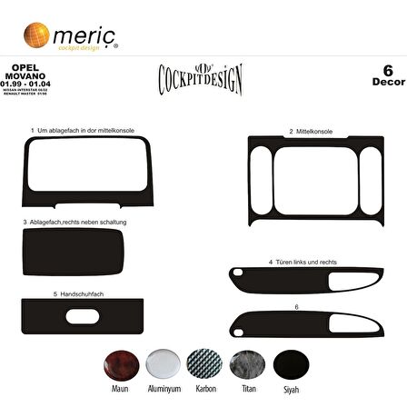 Meriç® Nissan Interstar Ön Torpido Kaplama 6 Parça 1999-2004