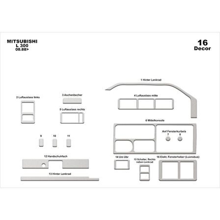 Meriç® Mitsubishi L300 Ön Torpido Kaplama 16 Parça 1988-›