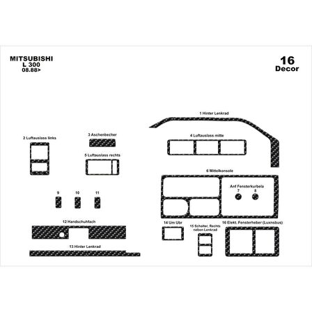 Meriç® Mitsubishi L300 Ön Torpido Kaplama 16 Parça 1988-›