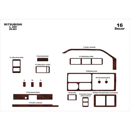 Meriç® Mitsubishi L300 Ön Torpido Kaplama 16 Parça 1988-›