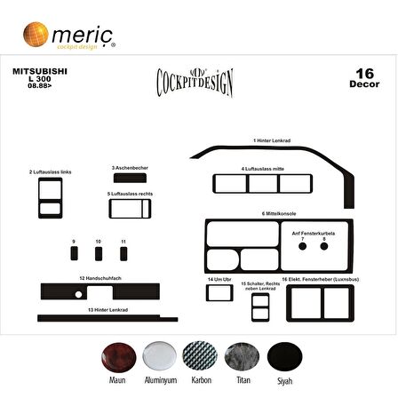 Meriç® Mitsubishi L300 Ön Torpido Kaplama 16 Parça 1988-›