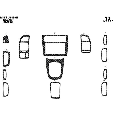 Meriç® Mitsubishi Galant Ön Torpido Kaplama 13 Parça 1998-2002