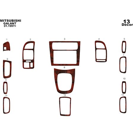 Meriç® Mitsubishi Galant Ön Torpido Kaplama 13 Parça 1998-2002