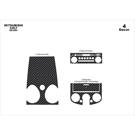 Meriç® Mitsubishi Colt Ön Torpido Kaplama 4 Parça 2004-2007