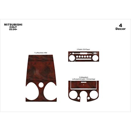 Meriç® Mitsubishi Colt Ön Torpido Kaplama 4 Parça 2004-2007