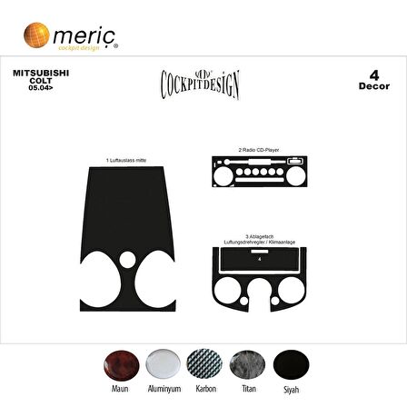 Meriç® Mitsubishi Colt Ön Torpido Kaplama 4 Parça 2004-2007