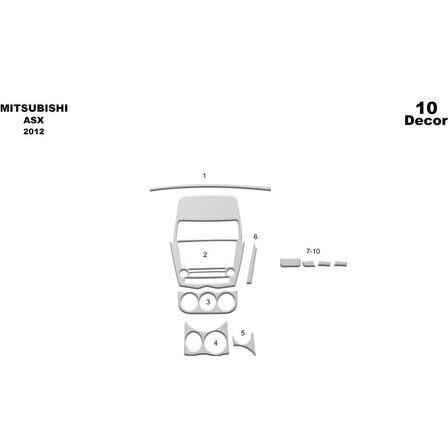 Meriç® Mitsubishi ASX Ön Torpido Kaplama 10 Parça 2012-2016