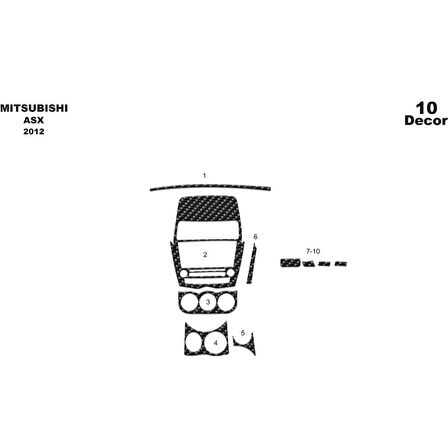 Meriç® Mitsubishi ASX Ön Torpido Kaplama 10 Parça 2012-2016