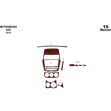 Meriç® Mitsubishi ASX Ön Torpido Kaplama 10 Parça 2012-2016