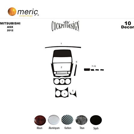 Meriç® Mitsubishi ASX Ön Torpido Kaplama 10 Parça 2012-2016