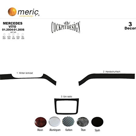 Meriç® Mercedes Vito Ön Torpido Kaplama 3 Parça 2004-2006
