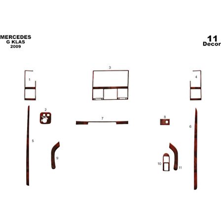 Meriç® Mercedes GL Ön Torpido Kaplama 11 Parça 2009-2012
