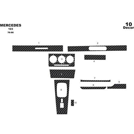 Meriç® Mercedes 123 Ön Torpido Kaplama 10 Parça 1976-1986