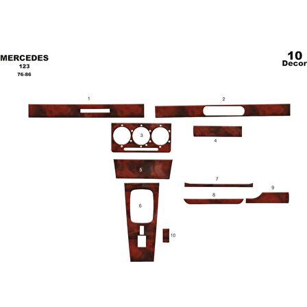 Meriç® Mercedes 123 Ön Torpido Kaplama 10 Parça 1976-1986