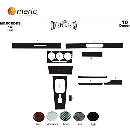 Meriç® Mercedes 123 Ön Torpido Kaplama 10 Parça 1976-1986