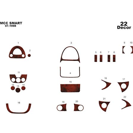 Meriç® MMC Smart Ön Torpido Kaplama 22 Parça 1998-›