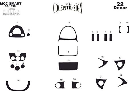 Meriç® MMC Smart Ön Torpido Kaplama 22 Parça 1998-›