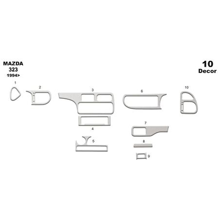 Meriç® Mazda 323 S Ön Torpido Kaplama 10 Parça 1994-1999