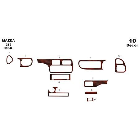 Meriç® Mazda 323 S Ön Torpido Kaplama 10 Parça 1994-1999