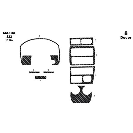 Meriç® Mazda 323 Ön Torpido Kaplama 8 Parça 1996-1999