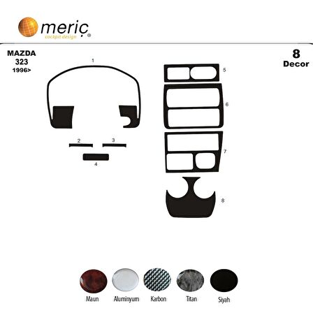 Meriç® Mazda 323 Ön Torpido Kaplama 8 Parça 1996-1999