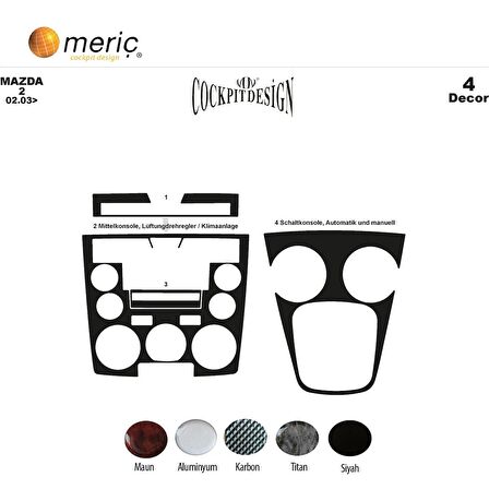 Meriç® Mazda 2 Ön Torpido Kaplama 4 Parça 2003-2006