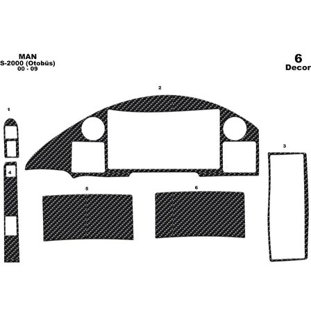 Meriç® Man S 2000 Ön Torpido Kaplama 6 Parça 1997-2000