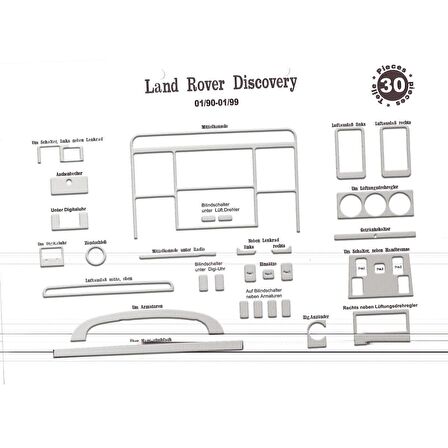 Meriç® Land Rover Discovery Ön Torpido Kaplama 30 Parça 1990-1998