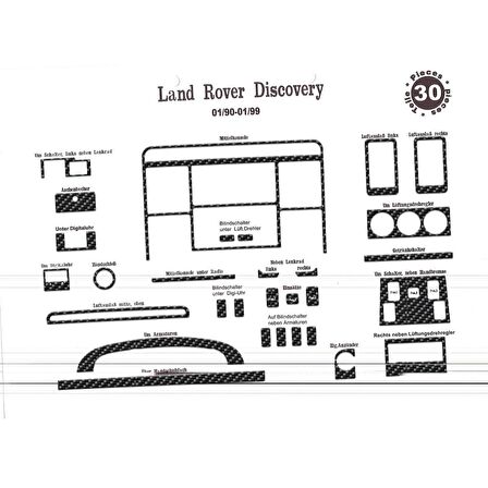 Meriç® Land Rover Discovery Ön Torpido Kaplama 30 Parça 1990-1998