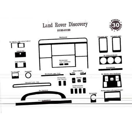 Meriç® Land Rover Discovery Ön Torpido Kaplama 30 Parça 1990-1998
