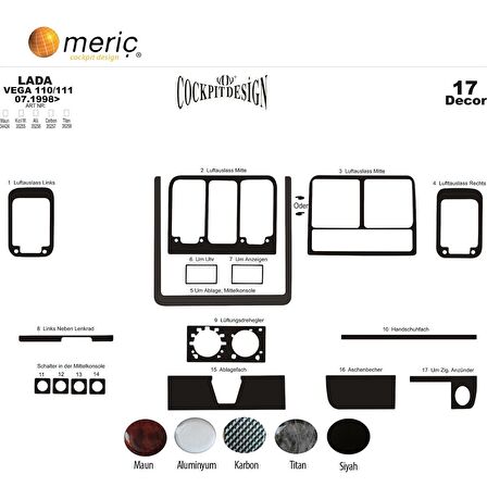 Meriç® Lada Vega 110/111 Ön Torpido Kaplama 17 Parça 1998-›