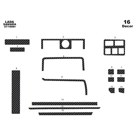 Meriç® Lada Samara Ön Torpido Kaplama 16 Parça 1999-2002