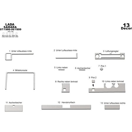 Meriç® Lada Samara Ön Torpido Kaplama 13 Parça 1986-1999