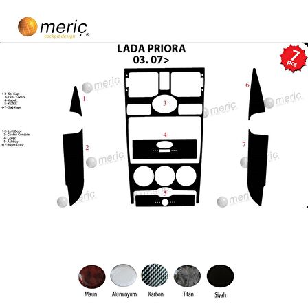 Meriç® Lada Priora Ön Torpido Kaplama 7 Parça 2007-›